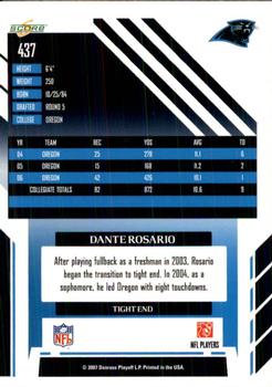 2007 Score #437 Dante Rosario Back