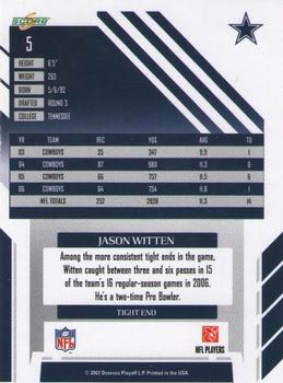 2007 Score Select #5 Jason Witten Back
