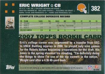 2007 Topps #382 Eric Wright Back