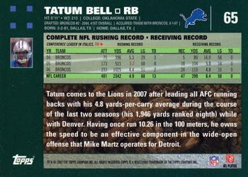2007 Topps #65 Tatum Bell Back