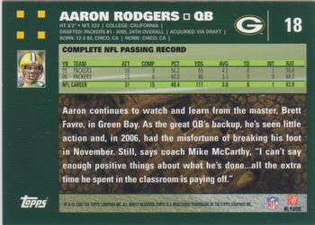 2007 Topps #18 Aaron Rodgers Back
