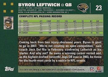 2007 Topps #23 Byron Leftwich Back