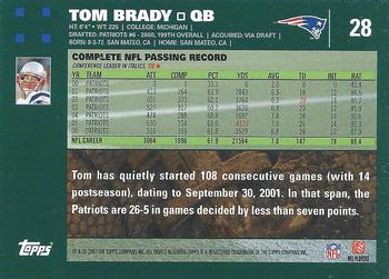 2007 Topps #28 Tom Brady Back