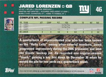 2007 Topps #46 Jared Lorenzen Back