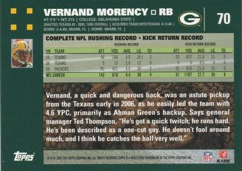 2007 Topps #70 Vernand Morency Back