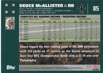 2007 Topps #85 Deuce McAllister Back