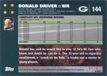 2007 Topps #144 Donald Driver Back