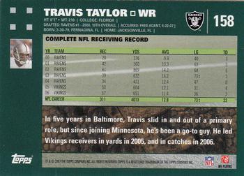 2007 Topps #158 Travis Taylor Back