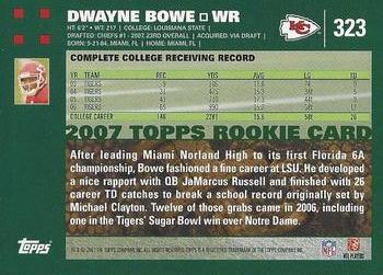 2007 Topps #323 Dwayne Bowe Back