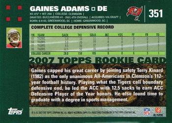 2007 Topps #351 Gaines Adams Back