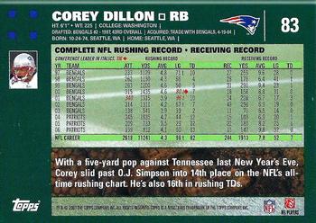 2007 Topps #83 Corey Dillon Back
