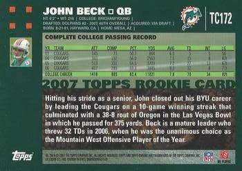 2007 Topps Chrome #TC172 John Beck Back