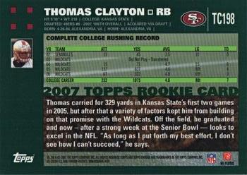 2007 Topps Chrome #TC198 Thomas Clayton Back