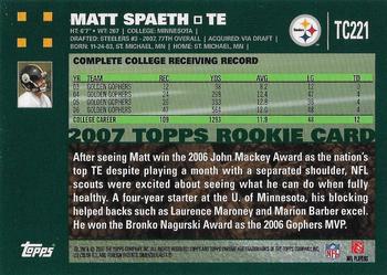 2007 Topps Chrome #TC221 Matt Spaeth Back
