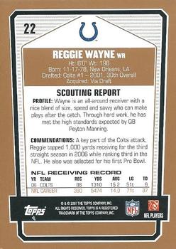 2007 Topps Draft Picks & Prospects #22 Reggie Wayne Back