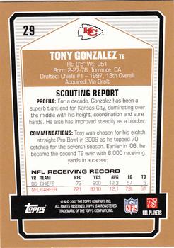2007 Topps Draft Picks & Prospects #29 Tony Gonzalez Back