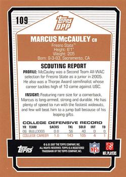 2007 Topps Draft Picks & Prospects #109 Marcus McCauley Back