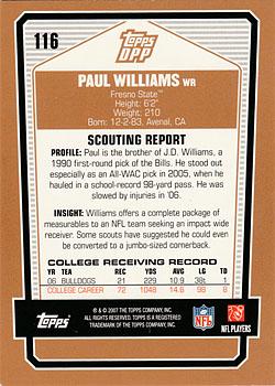 2007 Topps Draft Picks & Prospects #116 Paul Williams Back