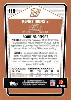 2007 Topps Draft Picks & Prospects #119 Kenny Irons Back