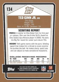2007 Topps Draft Picks & Prospects #134 Ted Ginn Jr. Back