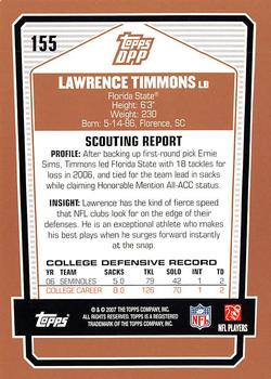 2007 Topps Draft Picks & Prospects #155 Lawrence Timmons Back