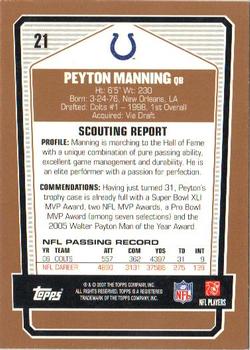 2007 Topps Draft Picks & Prospects #21 Peyton Manning Back