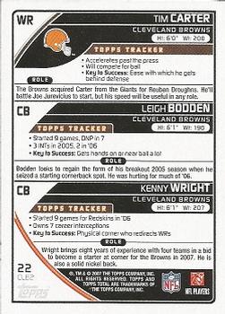2007 Topps Total #22 Kenny Wright / Leigh Bodden / Tim Carter Back