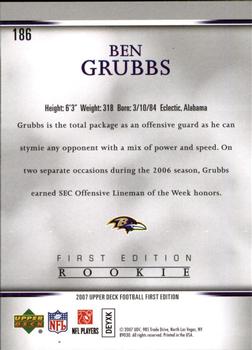 2007 Upper Deck First Edition #186 Ben Grubbs Back