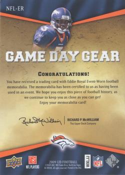 2009 Upper Deck - Game Day Gear #NFL-ER Eddie Royal Back
