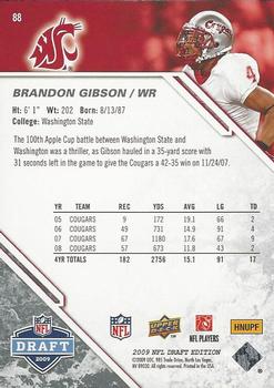 2009 Upper Deck Draft Edition - Brown #88 Brandon Gibson Back