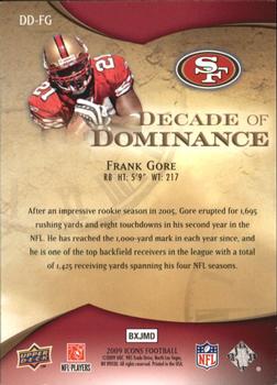 2009 Upper Deck Icons - Decade of Dominance Gold #DD-FG Frank Gore Back