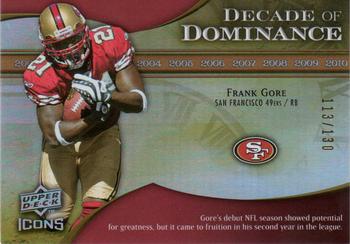 2009 Upper Deck Icons - Decade of Dominance Gold #DD-FG Frank Gore Front