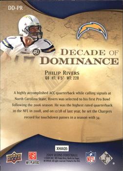 2009 Upper Deck Icons - Decade of Dominance Gold #DD-PR Philip Rivers Back