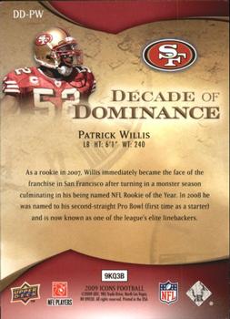 2009 Upper Deck Icons - Decade of Dominance Gold #DD-PW Patrick Willis Back