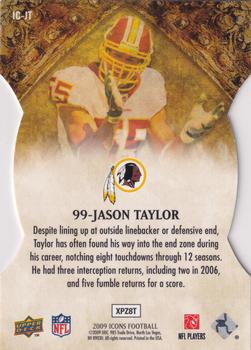 2009 Upper Deck Icons - NFL Icons Die Cut #IC-JT Jason Taylor Back