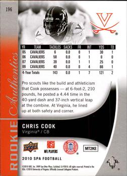 2010 SP Authentic #196 Chris Cook Back