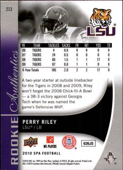 2010 SP Authentic #213 Perry Riley Back