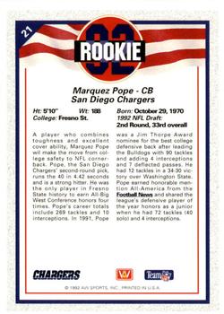 1992 All World #21 Marquez Pope Back