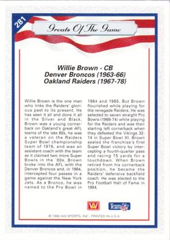 1992 All World #281 Willie Brown Back