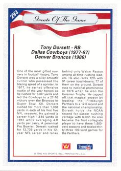 1992 All World #293 Tony Dorsett Back