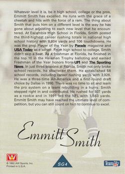 1992 All World - Greats/Rookies #SG4 Emmitt Smith Back