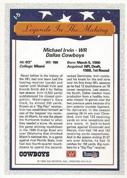 1992 All World - Legends/Rookies #L-5 Michael Irvin Back