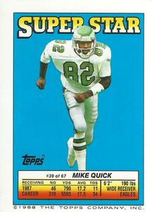1988 Topps Stickers - Super Star Backs #39 Mike Quick Front
