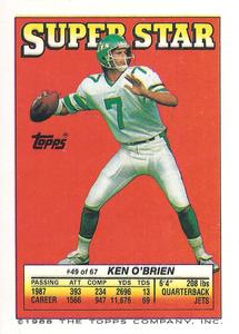 1988 Topps Stickers - Super Star Backs #49 Ken O'Brien Front
