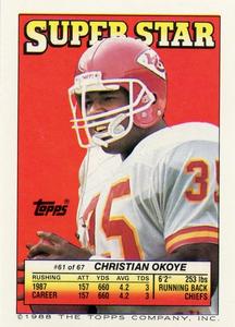 1988 Topps Stickers - Super Star Backs #61 Christian Okoye Front