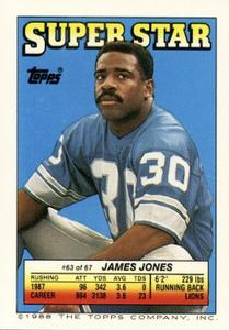 1988 Topps Stickers - Super Star Backs #63 James Jones Front
