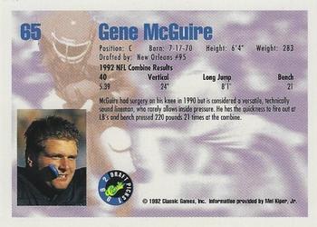 1992 Classic Draft Picks - Gold #65 Gene McGuire Back