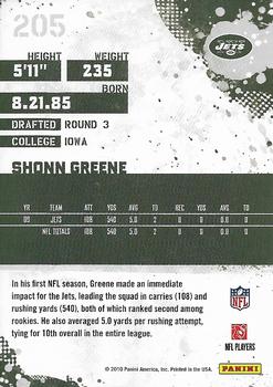 2010 Score - Glossy #205 Shonn Greene Back