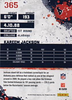 2010 Score - Glossy #365 Kareem Jackson Back