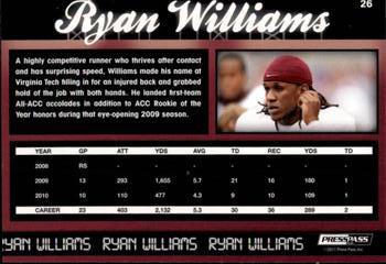 2011 Press Pass #26 Ryan Williams Back